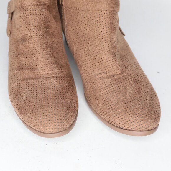 SODA Vegan Suede Western Booties Ankle Boots Brown Perforated Summer Festival - Picture 7 of 9